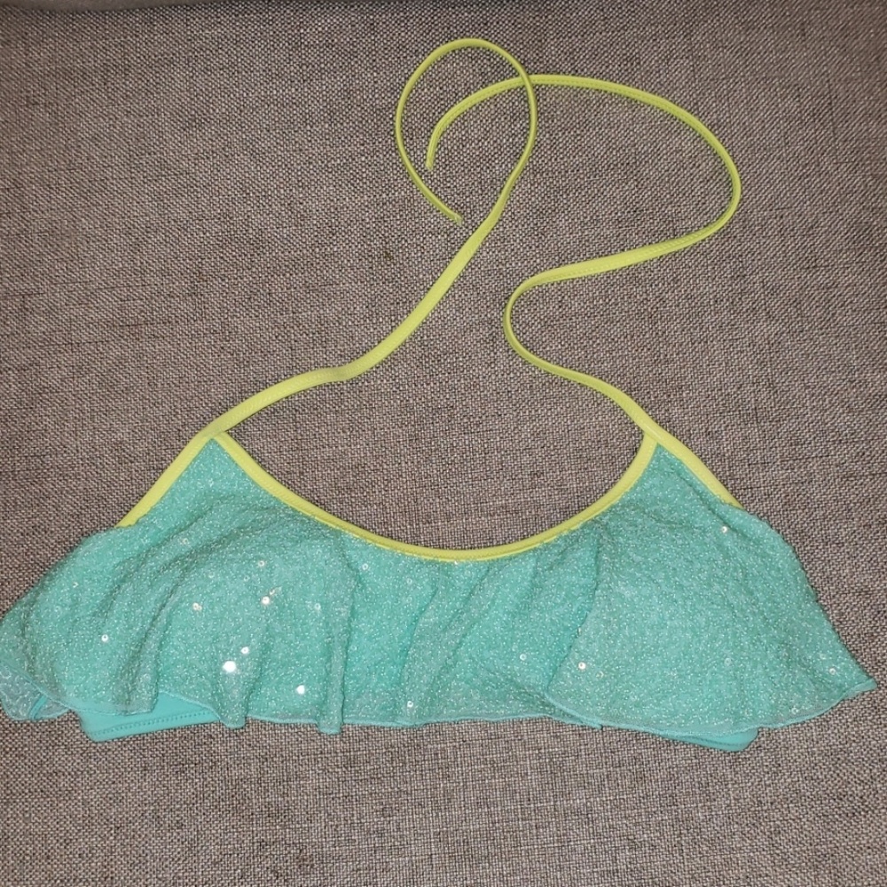 Flowy Sequin Halter Bikini Top
